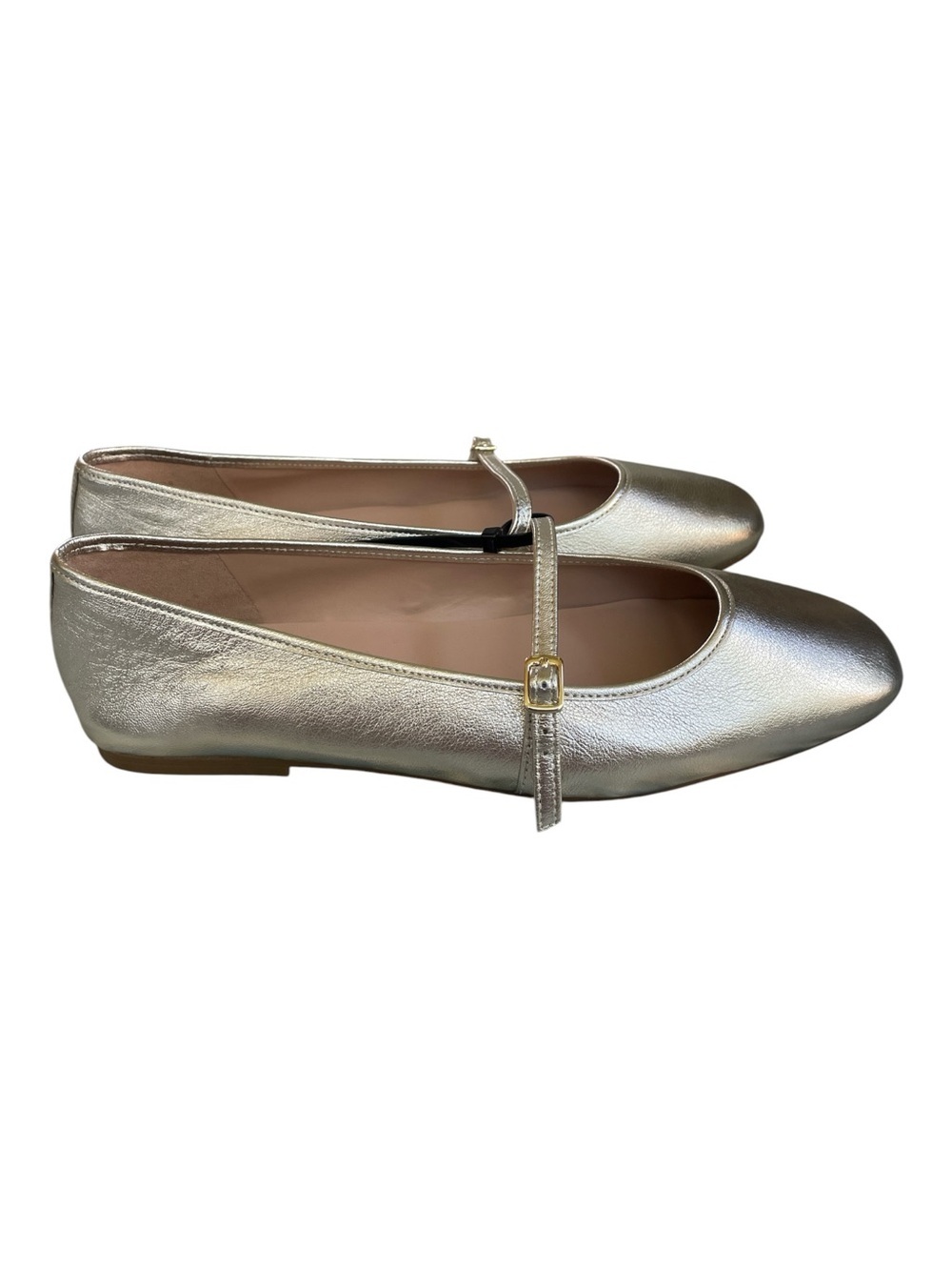 Cole Haan Bridge Mary Jane Ballet Flats 10.5 Metallic Gold Leather Shoes NWOB